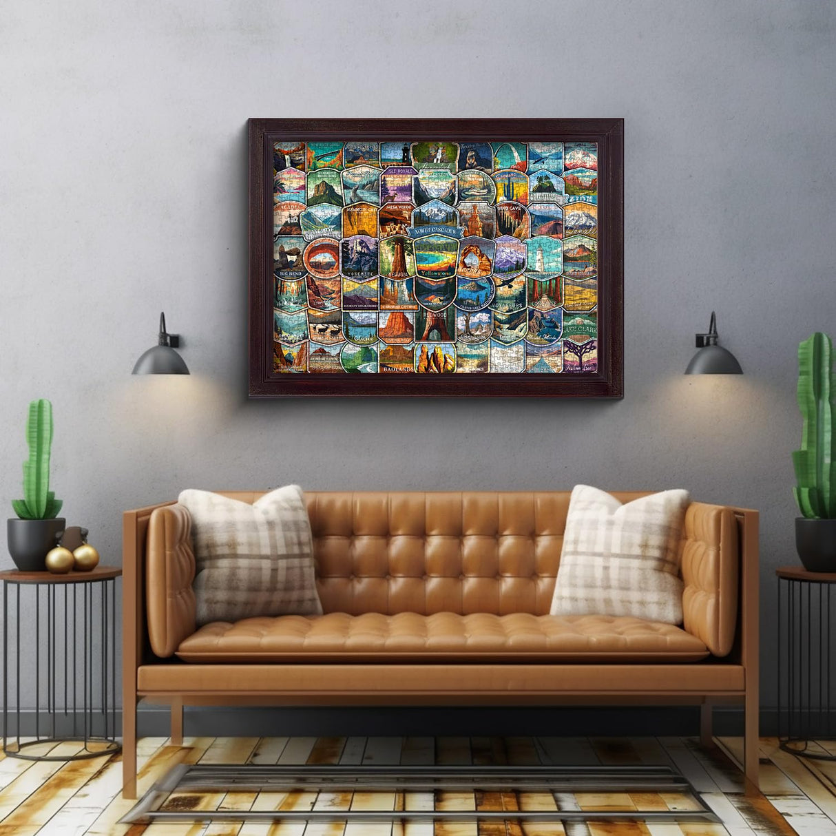 PICKFORU National Parks Puzzles for Adults 1000 Pieces and up, National Parks Stickers Puzzle Collects Yellowstone Yosemite Zion Glacier, National Park Poster Jigsaw Puzzles as Home Decor PICKFORU