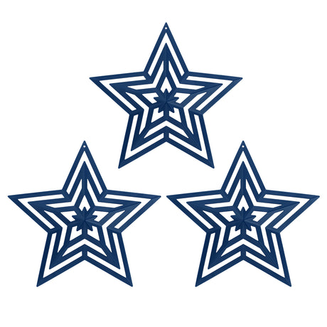 CVHOMEDECO. Primitives Rustic Antique Vintage Gifts Cut-Outs Metal Barn Star for Wall/Wreath/Door Decor, 8-Inch, Set of 3.(Navy Blue) CVHOMEDECO.