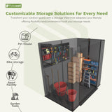 Patiowell 6 x 4 FT Plastic Outdoor Storage Shed with Floor, Resin Outside Tool Shed with Window and Lockable Door for Backyard, Garden, Tool Storage Use, Easy to Install, Dark Grey Patiowell