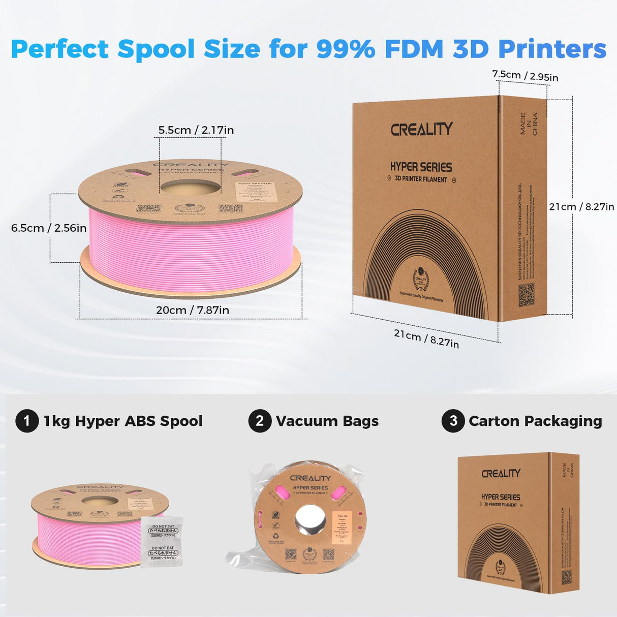 Creality Hyper ABS Filament, Official 3D Printer Filament ABS 1.75mm for High-Speed Printing Convenient Open Printing Material, 1kg(2.2lbs) Spool Fit Most 3D Printer (Pink) Creality