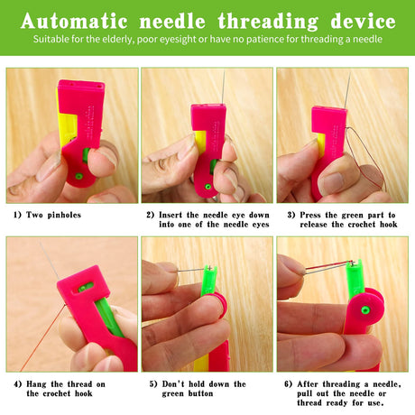 Fedmut Needle Threaders Set, 51 Pcs Needle Threader Tool Needle Threaders for Hand Sewing Craft, 9 Types Needle Threader with Thimbles Great for Hand Sewing Needle Work, Sewing Machine, Embroidery Fedmut
