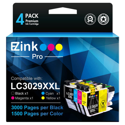 E-Z Ink Pro Compatible Ink Cartridge Replacement for Brother LC3029 XXL LC3029BK LC 3029 to use with MFC-J5830DW MFC-J5830DWXL MFC-J5930DW MFC-J6535DW MFC-J6535DWXL MFC-J6935DW Printer (4 Pack)