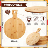 Kigley 10 Pcs Bamboo Cutting Board with Handle 12 Inch Bamboo Wooden Round Cutting Board Pizza Board Kitchen Chopping Boards for Home Baking Pizza Bread Cake Cheese Fruits Vegetables Charcuterie Kigley