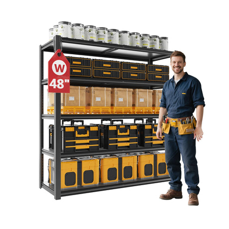 VDEVY 48" W Garage Shelving Heavy Duty 3030Lbs Storage Shelf 5 Tier Adjustable Shelving Units Metal Garage Storage Shelves for Basement, Commercial, Warehouse, Industrial, 72" H x 48" W x 24" D, VDEVY