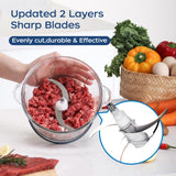 La Reveuse Food Processor,Electric Food Chopper with 7-Cup (1.7L) Glass Bowl, 4 Bi-Level Blades for Chopping,Grinding,Mincing,Whisking,Meal Prep,300W,Blue La Reveuse