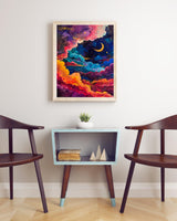 Abstract Sky 5D DIY Diamond Painting Kits for Adults, Moon Diamond Art Kits for Beginners, Full Drill Dot Painting Gem Art Kits for Home Wall Decor11.8 x15.7 Inch 5DDIYART