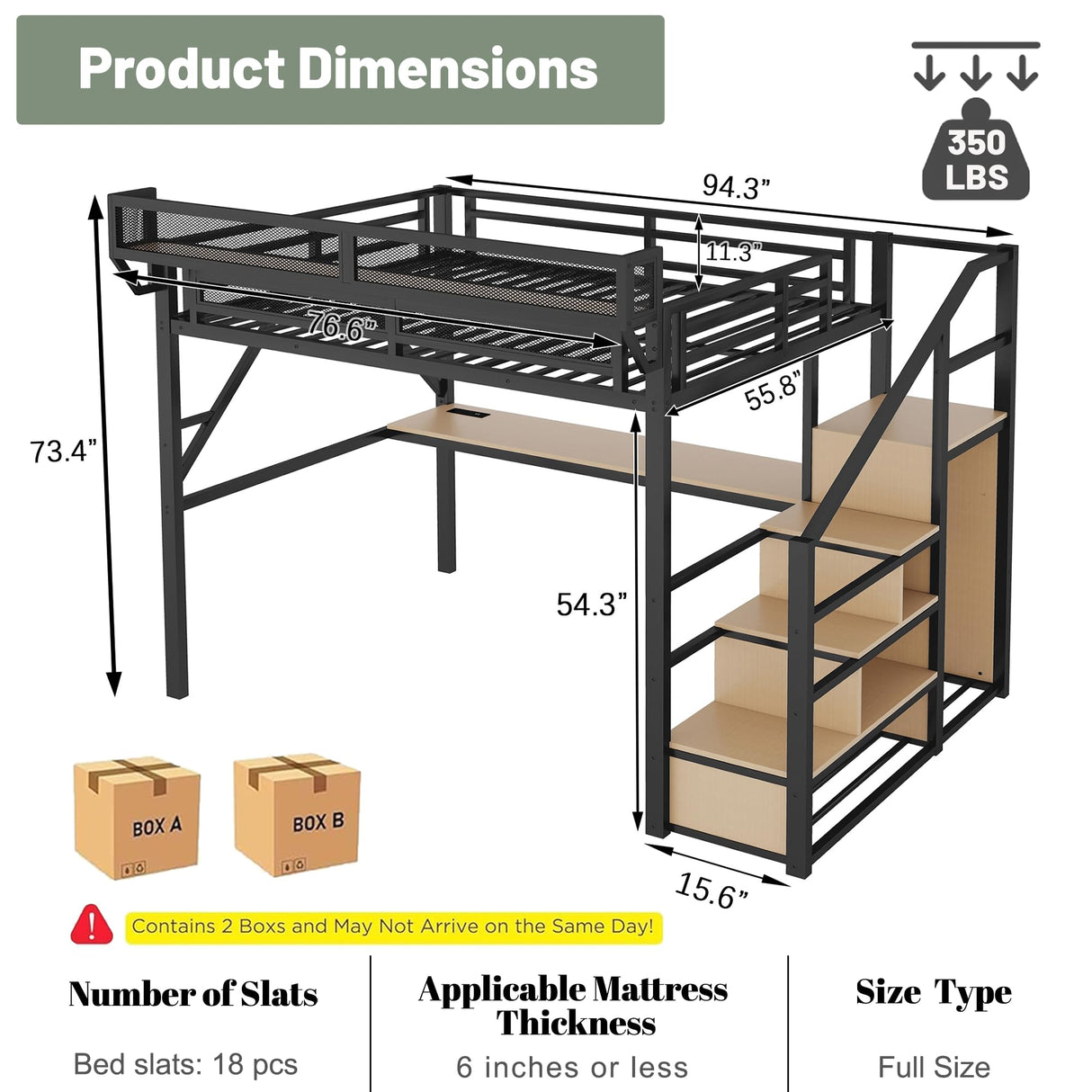 Full Loft Bed with Stairs and Desk, Metal Lofts Bed Full Size with Upper Storage Shelf, Gaming LoftBed with LED, Charging Station and Wardrobe for Teens, Adults,Black MoproBeti