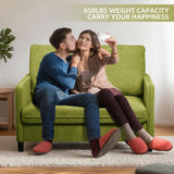 Zoxeions 51" Small Loveseat Sofa, Comfy Teddy Fabric with LED Mood Lighting Perfect for Bedroom, Living Room & Small Spaces, Tool-Free Assembly, Solid Wood Mini Couch for Apartment, Dorm Zoxeions