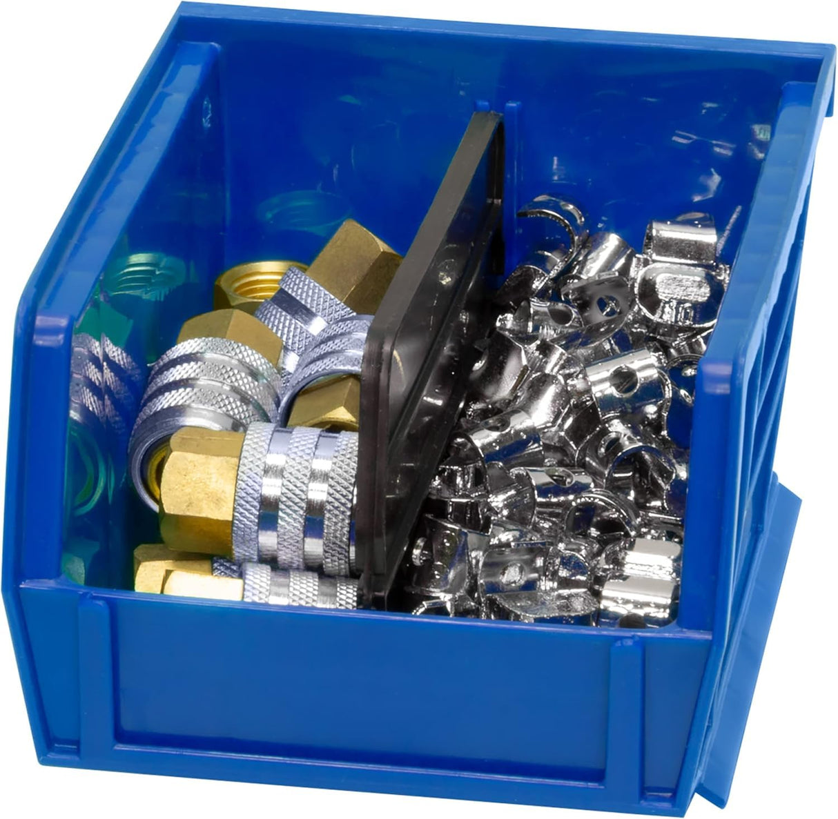 Akro-Mils 30210 AkroBins Plastic Storage Bins, Space-Saving Stackable Bins for Garage, Pantry, Craft Organization, 5" x 4" x 3", Blue, 6-Pack Akro-Mils