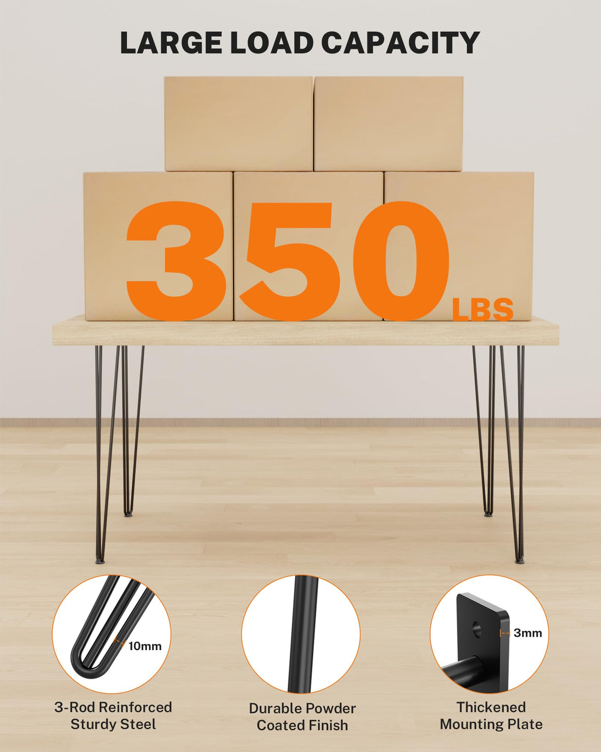 Table Legs 28 Inch, Hairpin Legs 28 Inch, Desk Legs for Furniture with Rubber Floor Protectors, Industrial Style for Coffee Table, Side Table, Dining Table, Bench, 4PCS Black TITECK