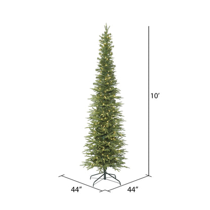 Vickerman 10' x 44" Bixley Pencil Fir Artificial Christmas Tree - Pre-Lit Pencil Tree with Warm White Dura-Lit LED Lights - 3567 PE Tips - Skinny Christmas Tree