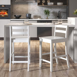 COSTWAY Wooden Bar Stools Set of 2, 24-Inch Counter Height Stools with Ergonomic Backrest & Footrest, Farmhouse High Dining Chairs for Kitchen Island, Pub, Cafe (2, White) COSTWAY
