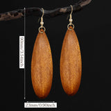 JIUIQL Unique Handmade Lightweight Bohemian Colorful Teardrop Wood Dangle Drop Earrings Personalized Geometric Waterdrop Natural Wooden Hook Earrings for Women Statement Ethnic Tribal Jewelry Gifts (Brown) JIUIQL