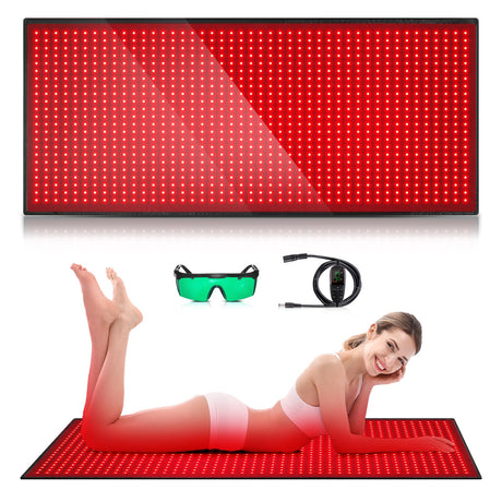 Red Light Therapy Mat for Body, 71"x 31" Red Light Therapy Blanket Red Near Infrared 660nm 850nm Full Body Pad, 1280 LEDs Infrared Light Therapy for Body for Pain Relief, Improved Sleep GMOWNW