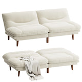 Homall Futon Sofa Bed, Modern Loveseat Futon Couch with Adjustable Backrest and Armrests, Sleeper Sofa Bed with Wood Frame for Living Room, Office, Apartment (Corduroy, White) Homall