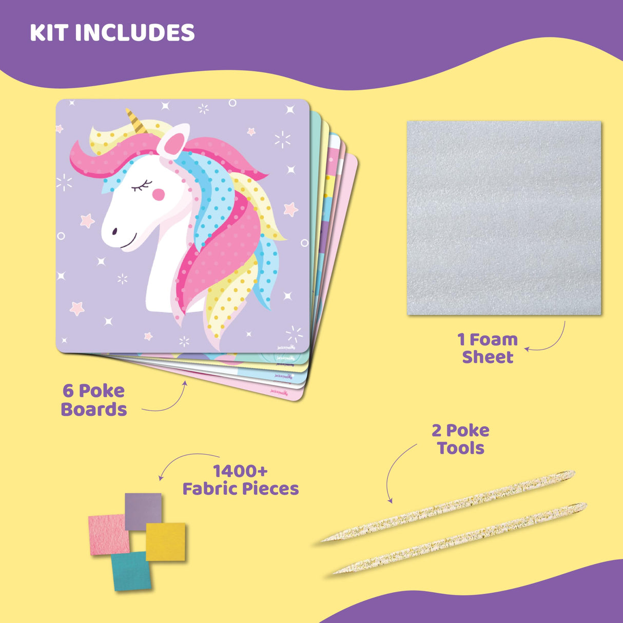 jackinthebox Poke Poke Art for Kids - Unicorns, Mermaids, Princess, Cupcakes, Mess-Free Sewing Art for Children, Toys for Girls and Boys Ages 4 5 6 7 8, Great Gift for Children, DIY Creative Activity jackinthebox