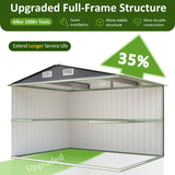 DAUSOLA 10x8 FT Outdoor Storage Shed, Metal Garden Tool Shed with Updated Frame Structure and Lockable Doors, Ideal for Backyard Garden Patio Lawn, Grey DAUSOLA