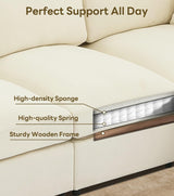 Tbfit 85" Convertible L Shaped Couch, Sectional Sofa for Living Room,Chenille Cloud Couch with Ottoman 4 Seat (Beige) Tbfit