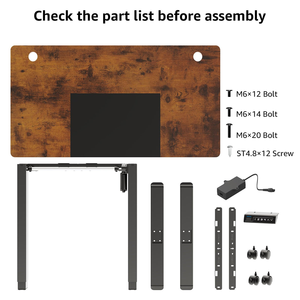 MOUNTUP 55x28 Inches Electric Height Adjustable Standing Desk, Sit Stand Desk with Memory Controller, Ergonomic Stand Up Desk for Home Office with Splice Board, Rustic Brown+Black MOUNTUP