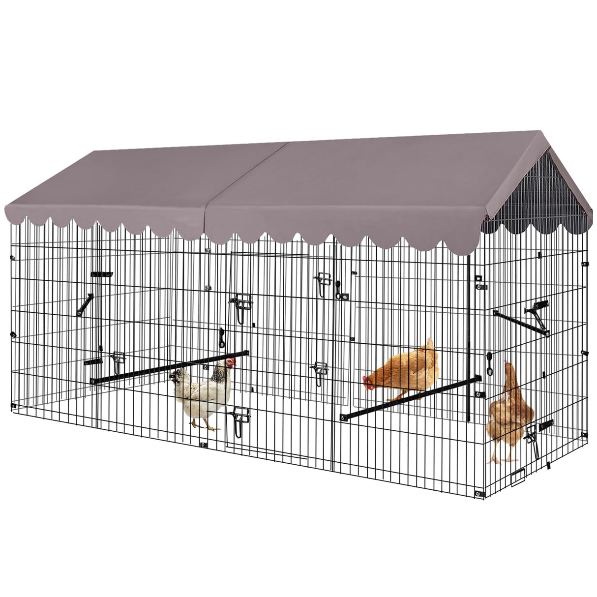 GUTINNEEN Chicken Coop Chicken Run for Yard with Cover 88“ Outdoor Metal Chicken Tractor Rabbit Pen Small Animal Cage Enclosure for Duck Bunny Hen GUTINNEEN
