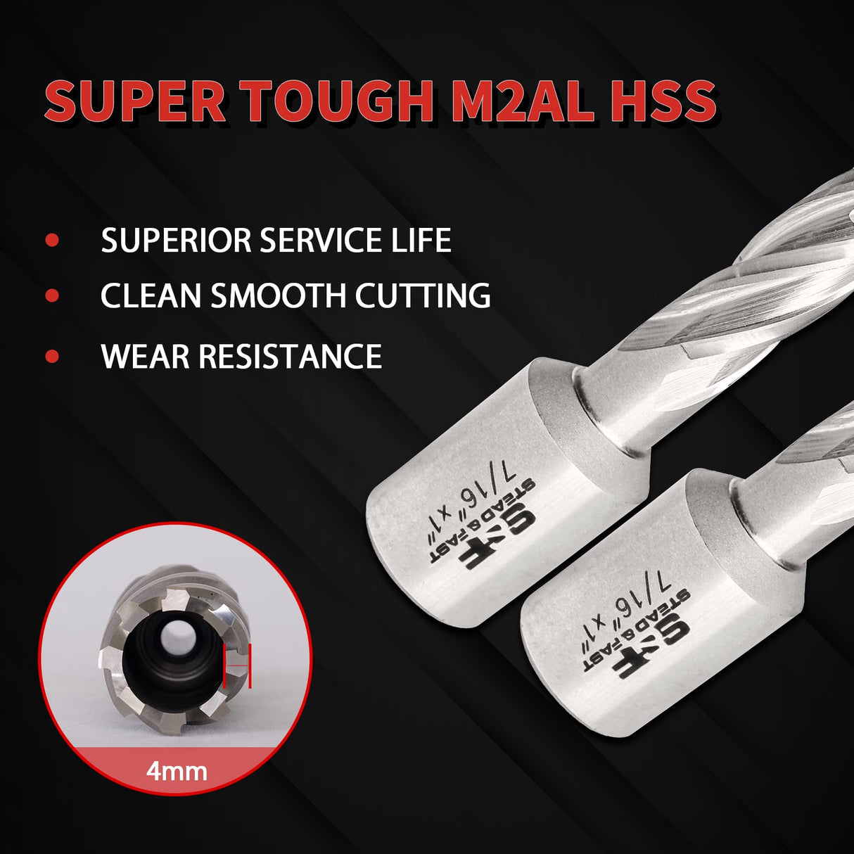 Annular Cutter Set 13 Pcs by S&F STEAD & FAST, Cutting Depth 1" Cutting Diameter 7/16" to 1-1/16" Inch, Mag Drill Bits Kit for Magnetic Drill Press, with 2 Pilot Pins S&F STEAD & FAST