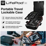 VAULTEK LifePod 20 Full-Size Biometric Lockable Weatherproof Case with Built-in Lock, Steel Security Cable, & TSA Handgun Case or Car Safe, Portable Travel Pistol Safe/Titanium Gray/Biometric VAULTEK