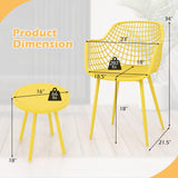 Tangkula 3 Piece Patio Bistro Set, All Weather Heavy Duty Table and Chairs Set of 2 with Widen Seats, Outdoor Furniture Set for Porch, Balcony, Backyard (Yellow) Tangkula