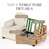 Zelimon Loveseat, 61” Spacious Deep Seat Sofa for Living Room/Bedroom/Office/Apartment, Sofa Bed for Small Spaces, Detachable Futon Couch Cover, Easy to Install, Beige Teddy Fleece Zelimon