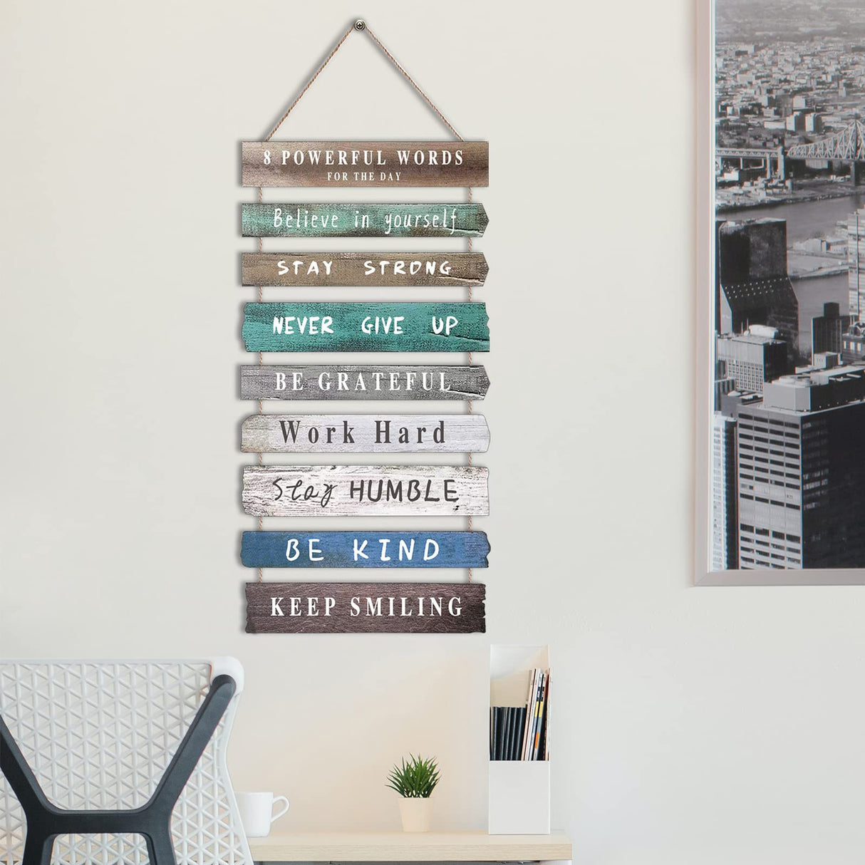 Inspirational Wall Art Decor for Office, Wooden Rustic Hanging Motivational Wall Art Decoration Sign, Inspiring Positive Quotes Wall Art for Home Living Room Bedroom Bathroom Classroom Gym 12"x24" Joyhawk