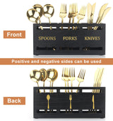 Ayiaren Wooden Cutlery Silverware Holder Flatware Utensil Caddy Black Utensil Holder for Kitchen Counter Wood Silverware Caddy Organizer for Table Countertop Spoon Knife and Fork Holder for Parties Ayiaren