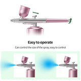 Airbrush Kit with Compressor Portable Airbrush Kit 48PSI High-Pressure Non-Clogging Air Brush Set Cordless Rechargeable with 0.3mm Nozzle and Cleaning Brush for Painting,Nail Art, Makeup (pink) CBVCBV
