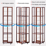 COPREE 5-Tier Walnut Bamboo Rolling Bookshelf with 360° Rotation and Wheels COPREE