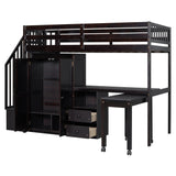 Harper & Bright Designs Twin Size Loft Bed with Stairs and Bookshelf, Wood Twin Storage Bed with Desk & Wardrobe, Space-Saving Multifunctional Furniture for Kids & Teens - Espresso Harper & Bright Designs