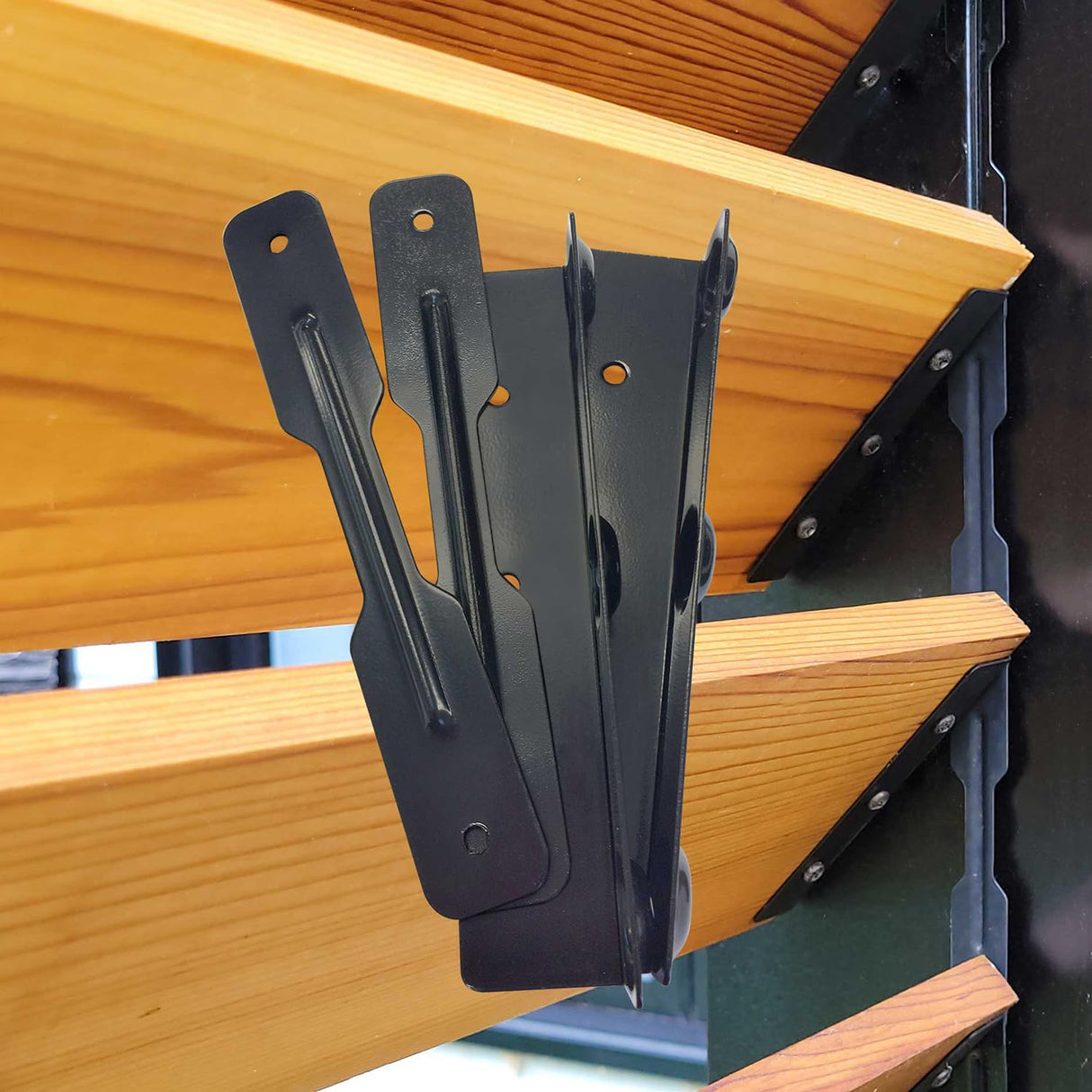 Pylex Deck Sunblind System 11060, Louvers Bracket Shutter Hardware Kit, Up to 11 Boards (48'') - Black Steel Baked Powder Coating Brackets Pylex