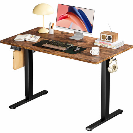SMUG Standing Desk, Adjustable Height Electric Sit Stand Up Computer Table, 40x24 Inch Ergonomic Rising Modern Lift Motorized Gaming Desktop Workstation for Work Home Office - Rustic Brown SMUG