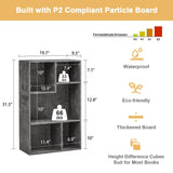 VECELO 5 Cube Modern Bookcases, 3 Tier Bookshelves, 31 Inch High Cubby Storage Organizer, Shelf Hight Up to 12.8 Inches Suit for Most Books, Vertical or Horizontal Use Available,Grey VECELO