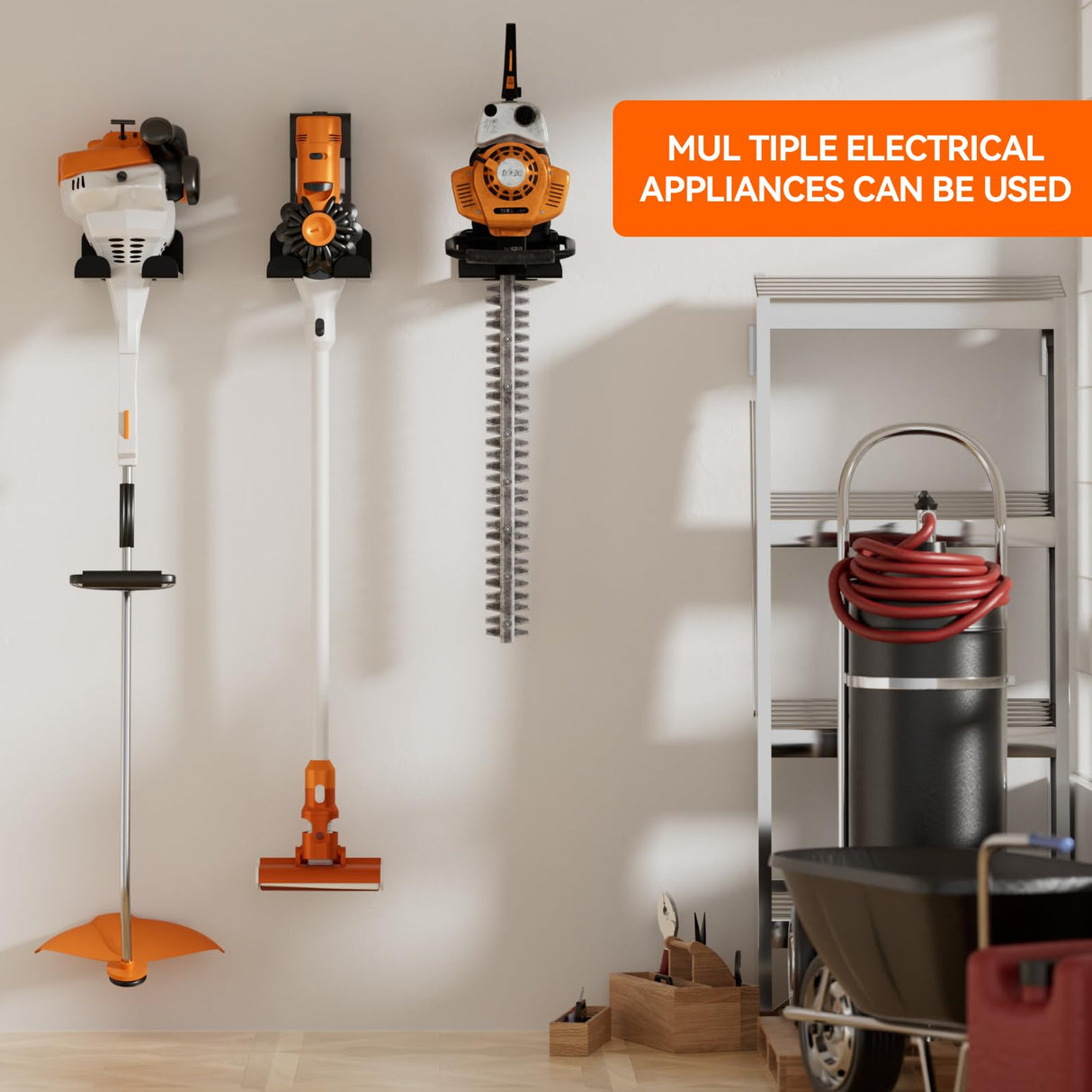 ZGJWJYUU Garage Organization Storage Trimmer Rack, Garden Power Tool Hanger for Grass Trimmer, Hedge Trimmer, Garden Tools, Heavy Duty Weed Whackers Holder Wall Mounted Tool Organizer, 1 Pack ZGJWJYUU