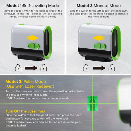 ENVENTOR Green Laser Level, 164FT USB Rechargeable Li-ion Battery 360° Self Leveling Laser Level for Wall Picture Hanging, Waterproof Cross Line Laser Tool Outdoor with Pulse Mode, Magnetic Base Enventor