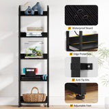 Hosfais 5 Tier Narrow Bookshelf: Tall Bookcase Shelf with Edge Protection, Industrial Modern Bookshelves for Bedroom Living Room Home Office (Black) Hosfais
