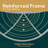 Bme 40" Ergonomic Wicker Papasan Chair with Soft Thick Density Fabric Cushion, High Capacity Steel Frame, 360 Degree Swivel for Living, Bedroom, Reading Room, Lounge Bme