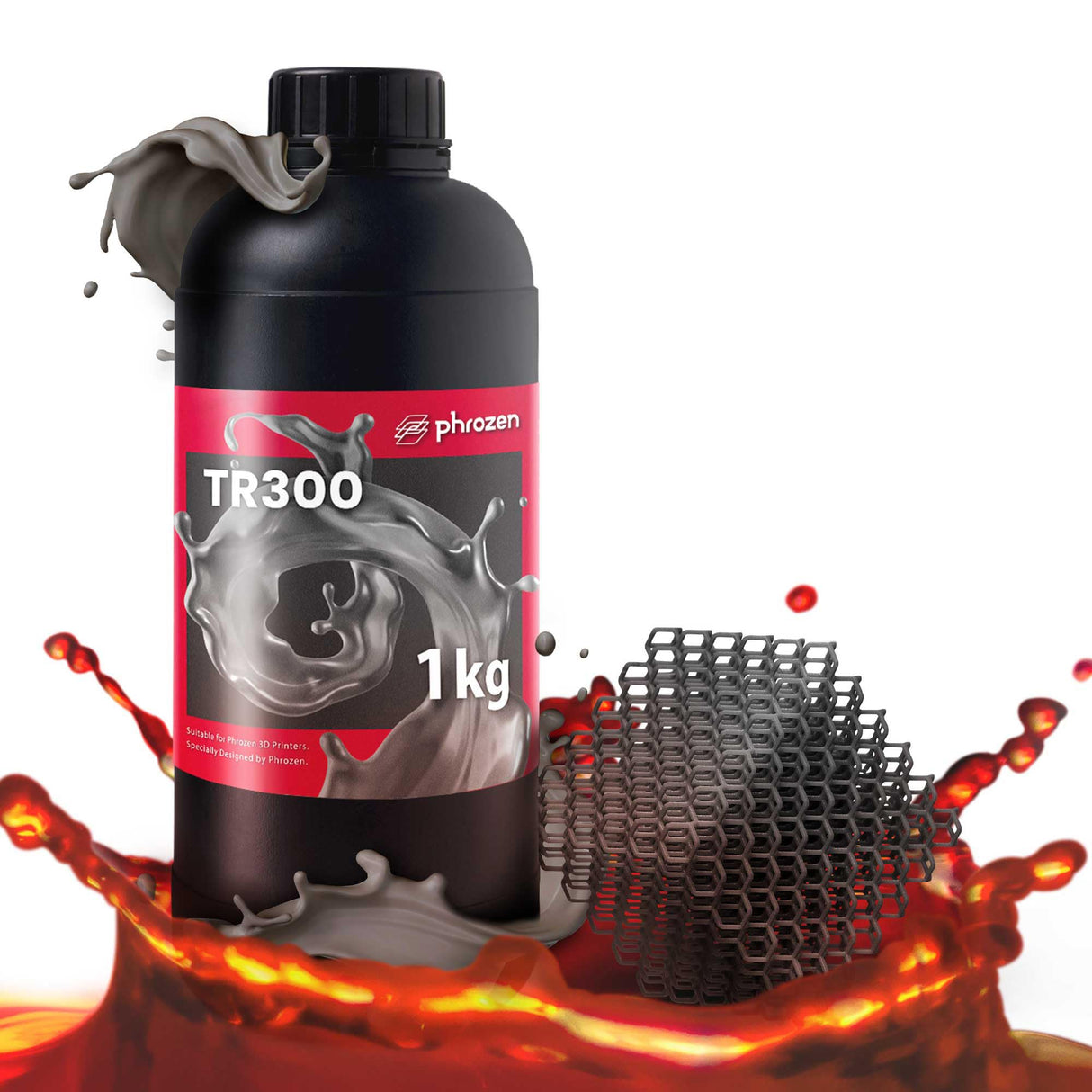 phrozen Ultra-High Temp 3D Printer Resin [TR300], Functional Resin HDT160 °C 405nm DLP LCD UV-Curing Photopolymer Resin for Prototyping, Ducting, Molding, High Precision Printing (1KG) phrozen