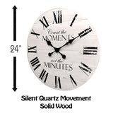 ALNHF 24 Inch Inspritional Silent Quartz Clock,White Distressed Shiplap Farmhouse Wooden Wall Clocks for Indoor Decor ALNHF