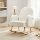 Jocoevol Upholstered Rocking Chair, Glider Chair with Side Pocket, Rocking Accent Chair with Rubber Wood Legs, Wooden Nursery Rocking Chair for Living Room, Bedroom, Nursery Jocoevol