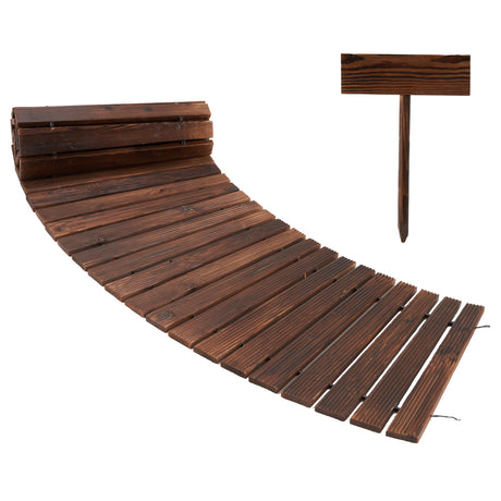 Dragosum 8FT Garden Pathway Wooden Walkway, Outdoor Path Curved Walkway Roll Out Plow and Hearth Wooden Walkway, Decorative Lawn Patio Pavers Dragosum