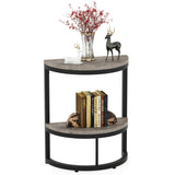 Tribesigns 2-Tier End Table Half Round, Narrow Semi Circle Side Tables with Storage Shelf, Farmhouse Demi-Lune Accent Table Curved Edge Wood Slim C Table for Sofa Couch, Living Room Small Space Tribesigns