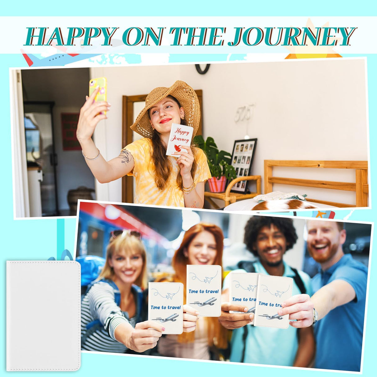 6 Pieces DIY Sublimation Passport Holder Covers, PU Leather Blank Heat Transfer Travel Passport Book Holder Wallet Cover for Passport, Business Cards, Credit Cards, Boarding Passes(Pink+Gray) Easywiny