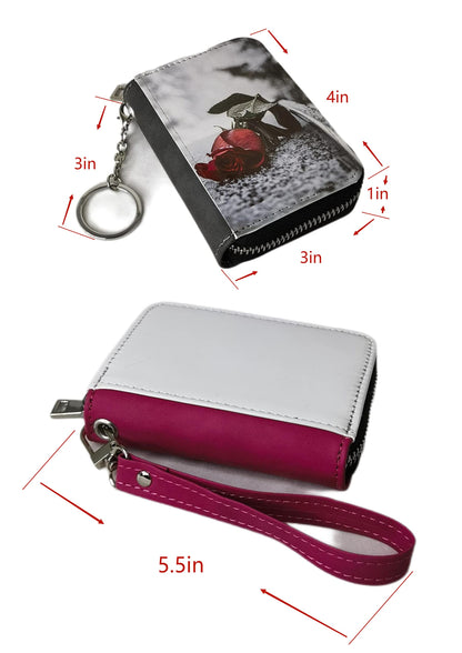 Sublimation Small Coin purse Women's Wallet Leather Coin credit Card holder Diy Craft (Pink)