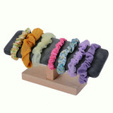 Wooden Watches Display tower Base Watch Necklace Bracelet Organizer Rack Bangle Scrunchie Headband Showcase tower (Dark Grey Suede, Flat single-layer) RQQM