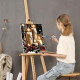 SENQAO Framed Paint by Numbers Kit for Adults Beginners with Wooden Easel, Christmas Candles Easy Paint by Number Kit with Frame, Watercolor Adult Paint by Number Framed Canvas 7.8x11.8inch SENQAO