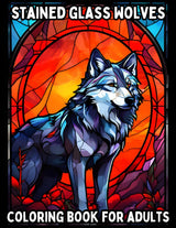 Stained Glass Wolves: Stress Relieving Coloring Book for Adults (Stained Glass Coloring Books) Majosta